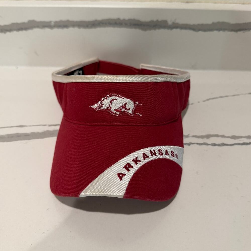 Vintage Team Starter Arkansas Razorbacks Visor Hat Red White Embroidered NCAA